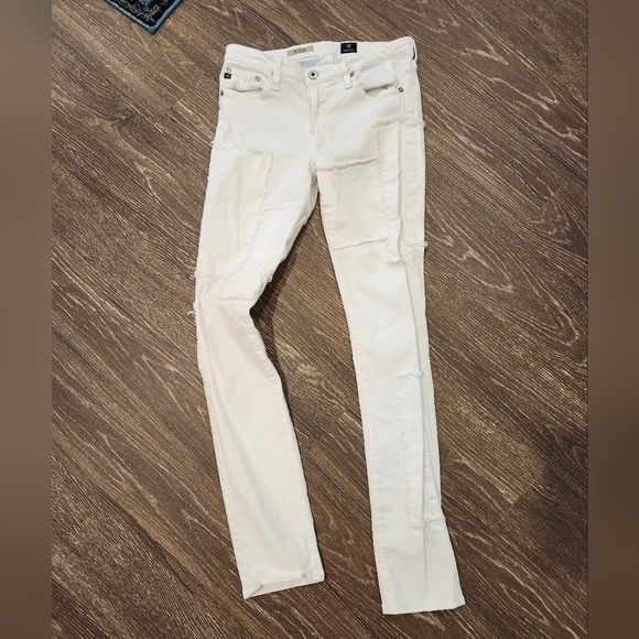AG Adriano Goldschmied The Stevie Slim Straight White Patchwork Denim size 27 - Picture 6 of 10